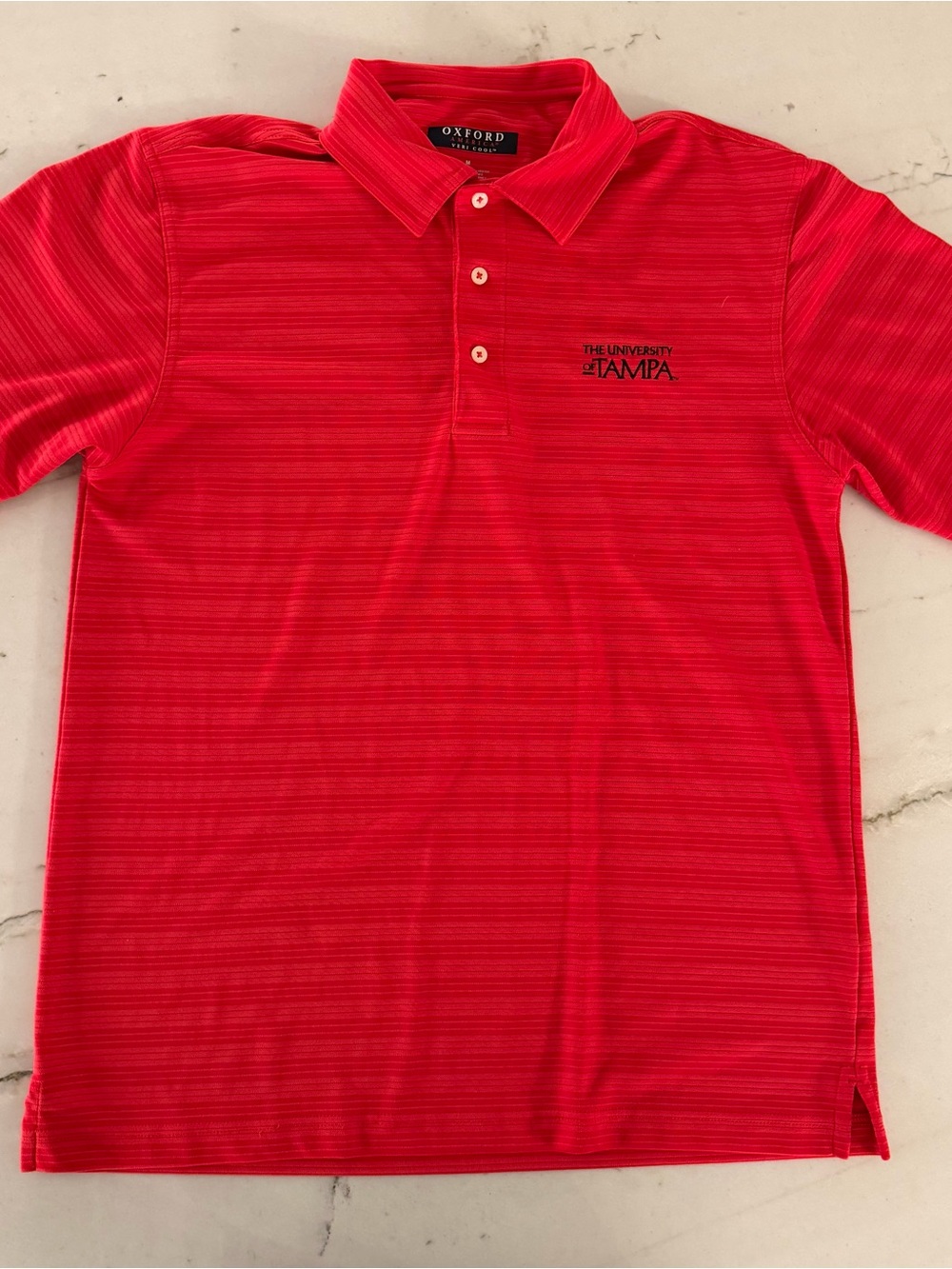 University of Tampa Oxford Golf Polo Shirt Mens Medium Red Performance NCAA